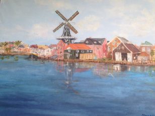 Haarlem schilderij molen de Adriaan spaarne