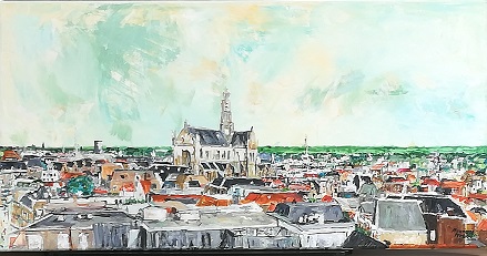 Grote Bavo Kerk Haarlem, kleurrijk schilderij