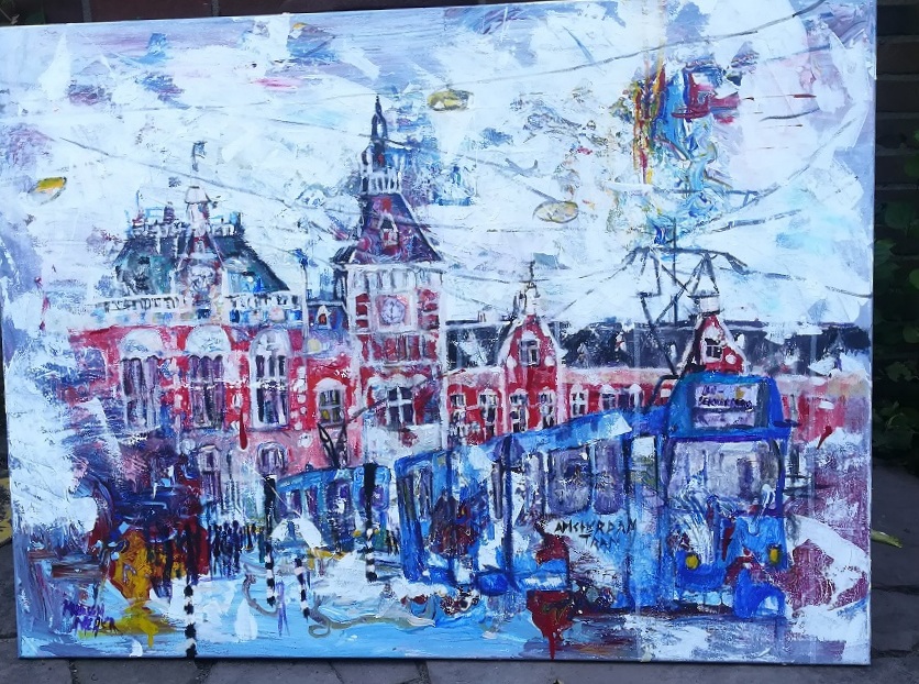 Schilderij Centraal Station Amsterdam